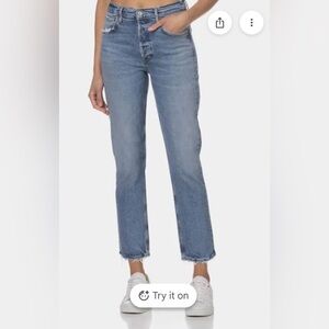 Agolde Woman’s Classic Riley Raw Hem Straight Denim Jeans